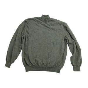 (SHRUNK) Principe Men's Sweater Green Merino Extra Fine Wool Made in Italy